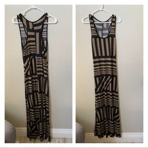 Cherry Mellow Casual black tan stripe maxi Dress